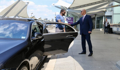 Chauffeur and client meet and greet at Heathrow Airport